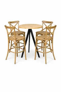 שולחן בר טוסקני רגל שחורה טופ עץ