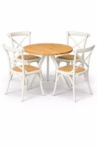 שולחן קפה טוסקני רגל לבנה טופ עץ