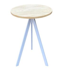 שולחן בר טוסקני רגל לבנה טופ עץ