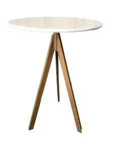 שולחן בר פריז רגל טבעי טופ לבן/עץ